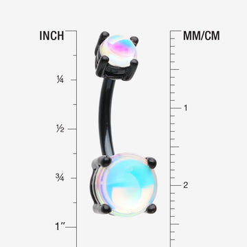 Detail View 1 of Colorline Iridescent Revo Sparkle Prong Set Belly Button Ring-Black